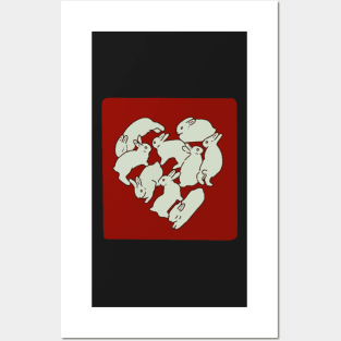 red heart bunnies aesthetic Posters and Art